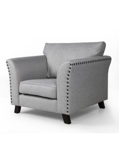 Linton Fabric 1 Seater Sofa In Grey With Black Wooden Legs