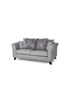 Linton Fabric 2 Seater Sofa In Grey With Black Wooden Legs