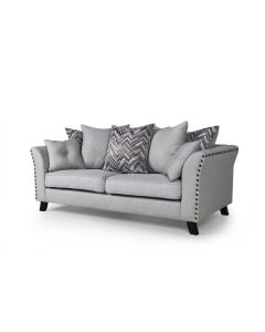 Linton Fabric 3 Seater Sofa In Grey With Black Wooden Legs