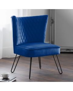 Lisbon Velvet Bedroom Chair In Blue