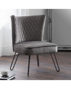 Lisbon Velvet Bedroom Chair In Grey