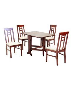 Liverpool Gateleg Wooden Dining Set In Mahogany With 4 Chairs