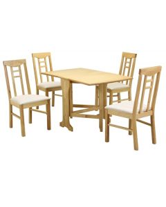 Liverpool Gateleg Wooden Dining Set In Natural With 4 Chairs