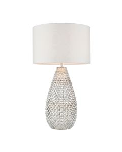 Livia Vintage White Fabric Table Lamp In Mercury Glass