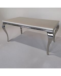 Liyana 140cm Marble Dining Table In Cream With Chrome Legs