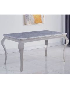 Liyana Large White Marble Dining Table With Chrome Metal Legs