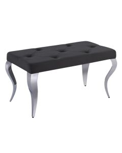 Liyana Small Velvet Upholstered Dining Bench In Black