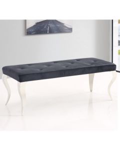 Liyana Velvet Dining Bench In Black