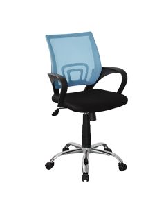 Loft Blue Mesh Back Study Chair In Black Fabric Seat With Chrome Base