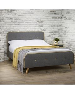 Loft Fabric Upholstered Double Bed In Grey