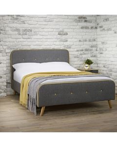 Loft Fabric Upholstered King Size Bed In Grey