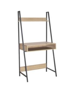 Loft Ladder Style Wooden Bookcase With Desk In Oak Effect
