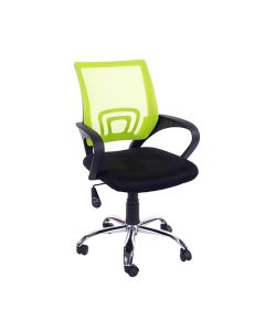 Loft Lime Green Mesh Back Study Chair Black Fabric Seat With Chrome Base