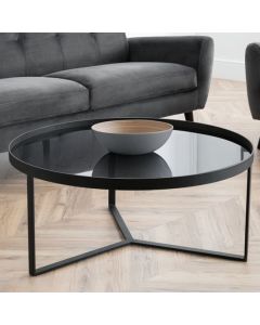 Loft Smoked Glass Coffee Table With Black Metal Frame