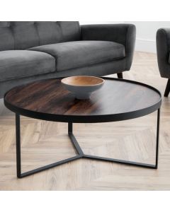 Loft Walnut Wooden Coffee Table With Black Metal Frame