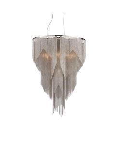 Loire 7 Lights Ceiling Pendant Light In Bright Nickel And Silver