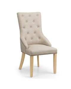 Loire Linen Button Back Dining Chair In Oatmeal