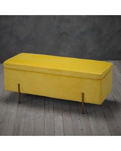 Lola Velvet Storage Ottoman In Mustard