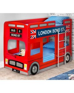 London Wooden Bus Bunk Bed In Red High Gloss