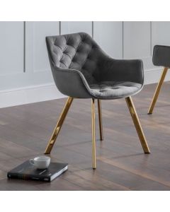 Lorenzo Velvet Dining Chair In Grey