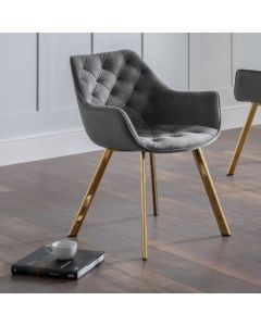 Lorenzo Velvet Dining Chair In Grey