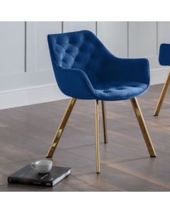 Lorenzo Velvet Dining Chair In Blue