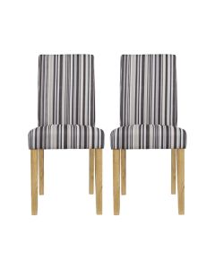 Lorenzo Striped Fabric Dining Chairs In Pair