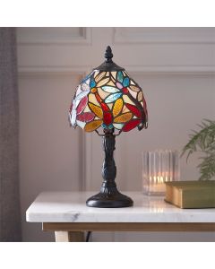 Lorette Mini Tiffany Glass Table Lamp In Dark Bronze