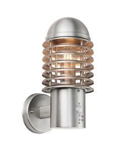 Louvre Clear Polycarbonate Shade Wall Light In Brushed Stainless Steel