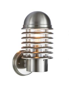 Louvre Clear Polycarbonate Shade Wall Light In Polished Stainless Steel