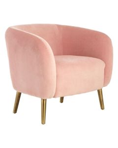 Louxor Round Velvet Upholstered Armchair In Pink