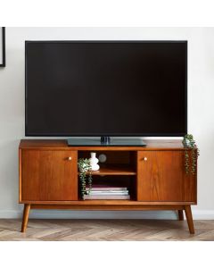 Lowry Wooden TV Stand With 2 Doors In Cherry