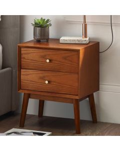Lowry Wooden Bedside Cabinet With 2 Drawers In Cherry