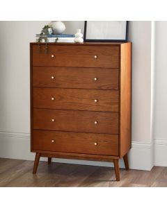 Lowry Wooden Chest Of 5 Drawers Tall In Cherry