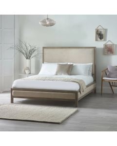 Lucie Wooden Double Bed In Ivory And Limed Oak