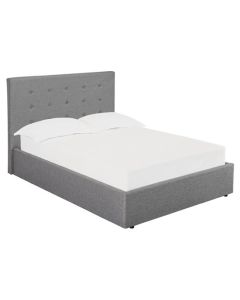 Lucca Plus Linen Upholstered Lift-Up Double Bed In Grey