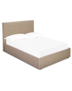 Lucca Plus Linen Upholstered Lift-Up King Size Bed In Beige