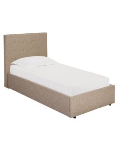 Lucca Plus Linen Upholstered Lift-Up Single Bed In Beige