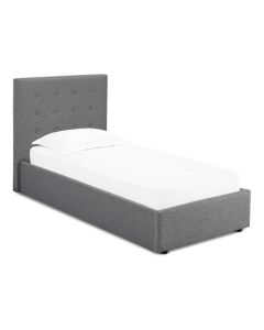 Lucca Plus Linen Upholstered Lift-Up Single Bed In Grey