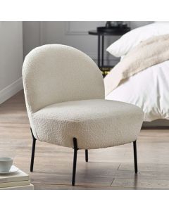 Lulu Boucle Fabric Accent Chair In Ivory