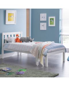 Luna Wooden Double Bed In Surf White