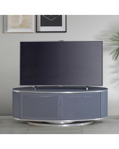 Luna Wooden TV Stand In Grey High Gloss With Push Release Doors
