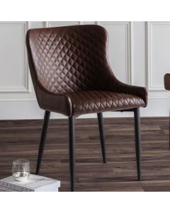 Luxe Faux Leather Dining Chair In Brown