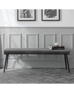 Luxe Low Velvet Dining Bench In Grey