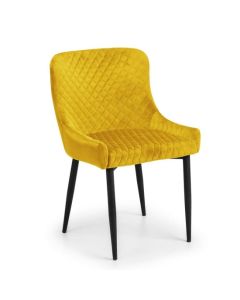 Luxe Velvet Upholstered Dining Chair In Mustard