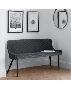 Luxe Velvet Upholstered High Back Hallway Seating Bench In Grey