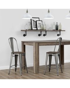 Luxor Antique Gun Metal Counter Bar Stools In Pair