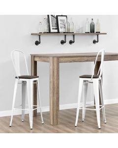 Luxor White Tall Metal Counter Bar Stools In Pair