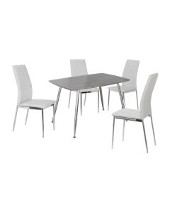 Lynx Stone Effect Wooden Dining Set With 4 Chairs