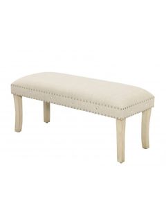 Lyon Linen Fabric Dining Bench In Cream